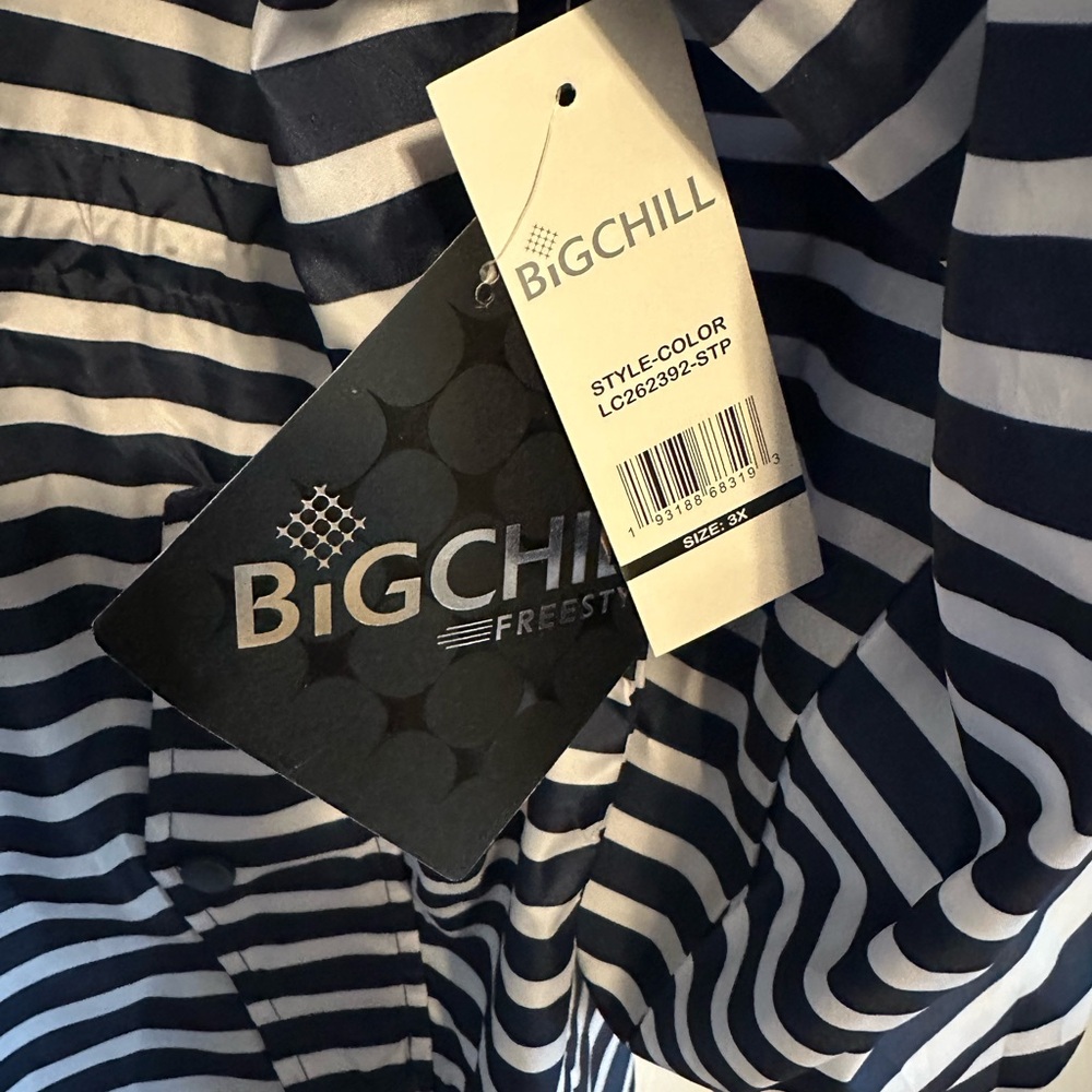 Big Chill Woman’s Navy and White Striped Raincoat - Picture 3 of 16